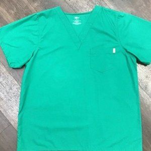 Green Scrub Top Sz. Small V-Neck 1 Pocket